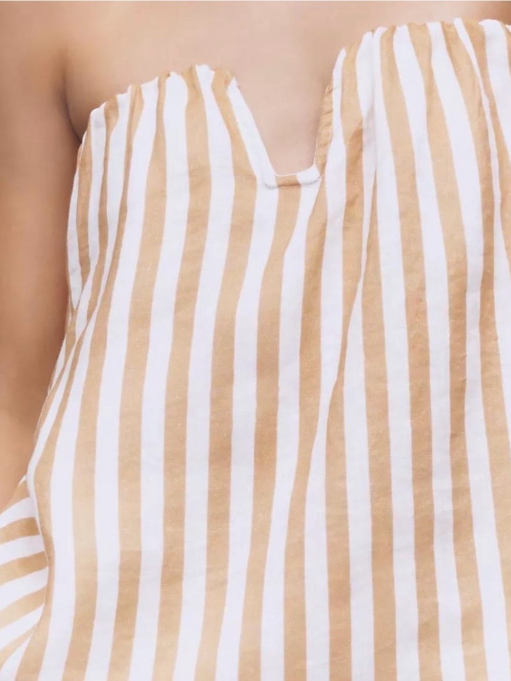 Maeve Anthropologie 100% Linen Striped Strapless Top Size M